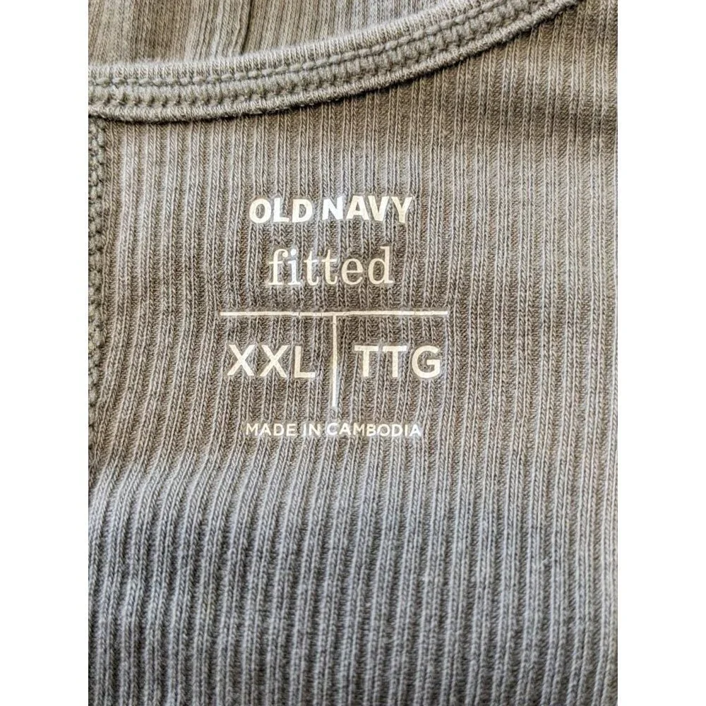 Old Navy Womens Size 2X Gray Scoop Neck Rib Knit First Layer Tank Top Fitted - Picture 7 of 8